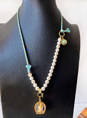 新品泰国佛牌链唐卡挂链手搓棉绳水晶蜜蜡翡翠吊坠绳微镶万能扣