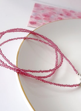 粉水晶男女佛牌链，锁骨链