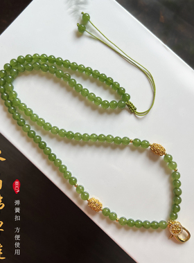 新品泰国佛牌链唐卡挂链碧玉玉髓毛衣链弹簧扣水晶翡翠蜜蜡项链