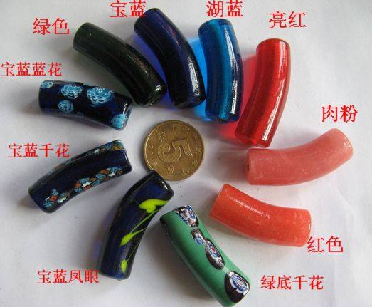 S62宝琉阁手工弯管异形各色琉璃珠勒子手链项链配珠搭配3.2cm5个