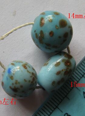D01同花 宝琉阁 手工3种不同形状 松蓝色点金琉璃珠子 配珠佛珠
