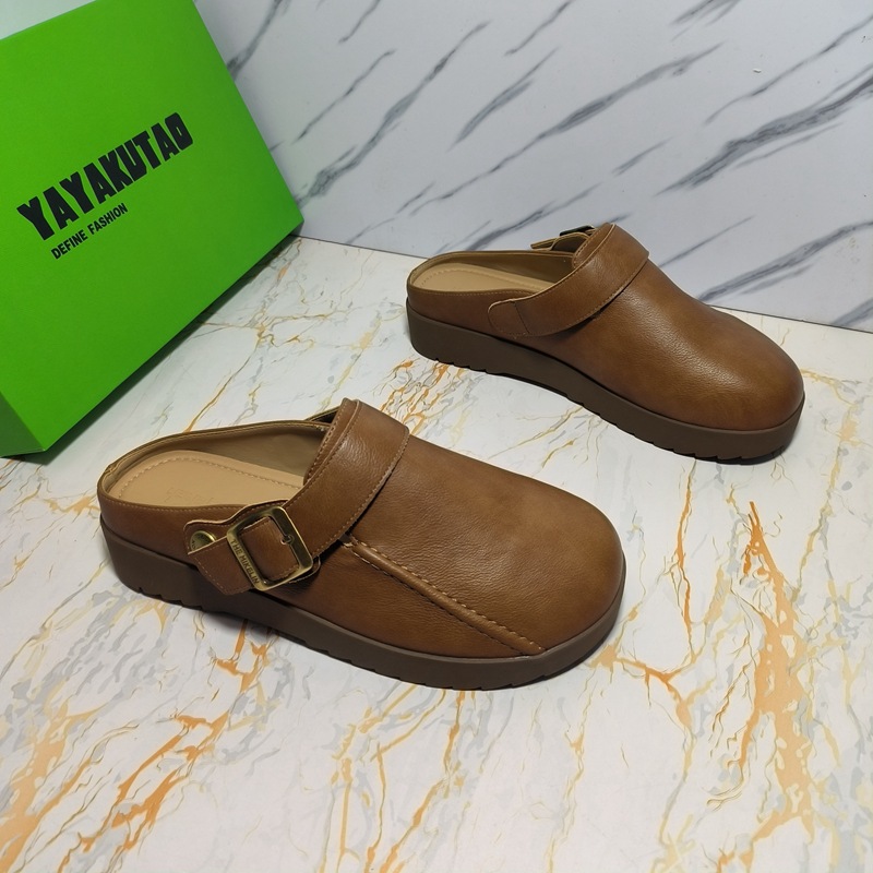 包头半拖鞋女2026新款一脚蹬舒适复古软底勃肯鞋不累脚外穿懒人鞋