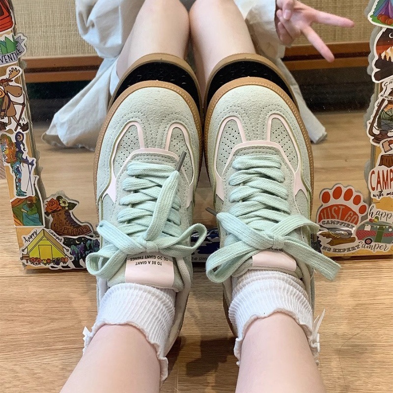 小众复古德训鞋女夏天透气女鞋白鞋ins百搭时尚休闲板鞋休闲板鞋