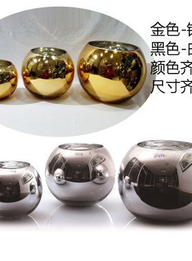 电镀银色镜面圆形欧式风玻璃花瓶