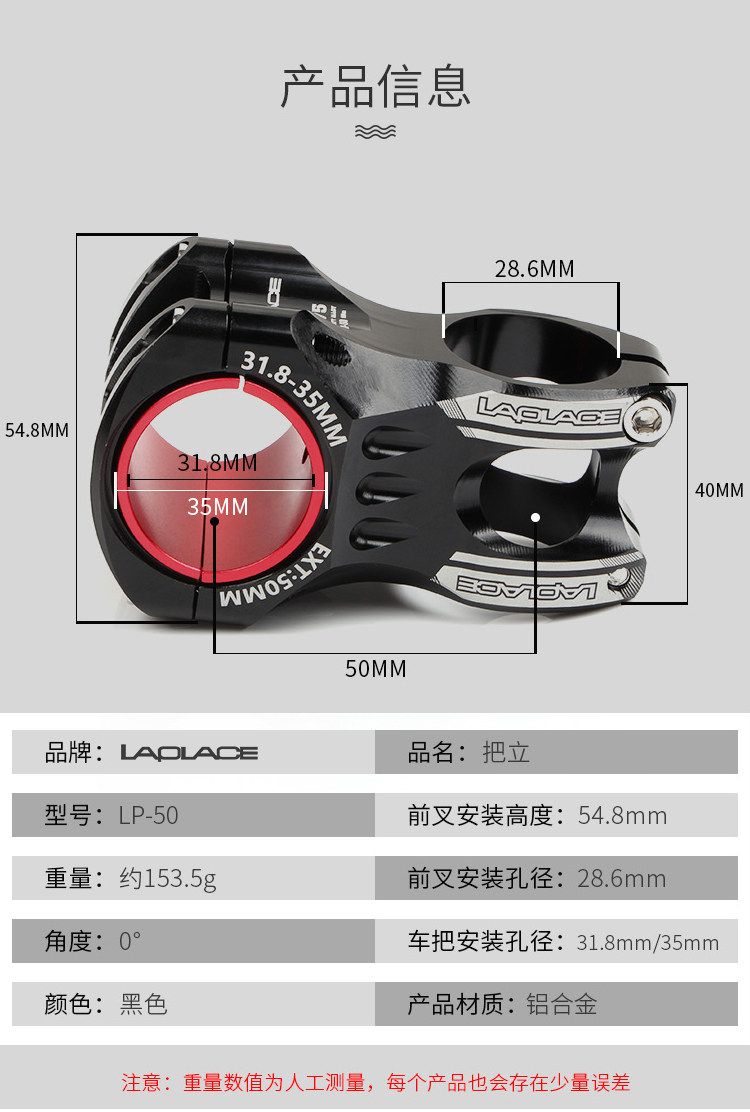 GUB LAPLACE LP50 7075 알루미늄 합금 라이저 산악 도로 자전거 자전거 액세서리 짧은 줄기