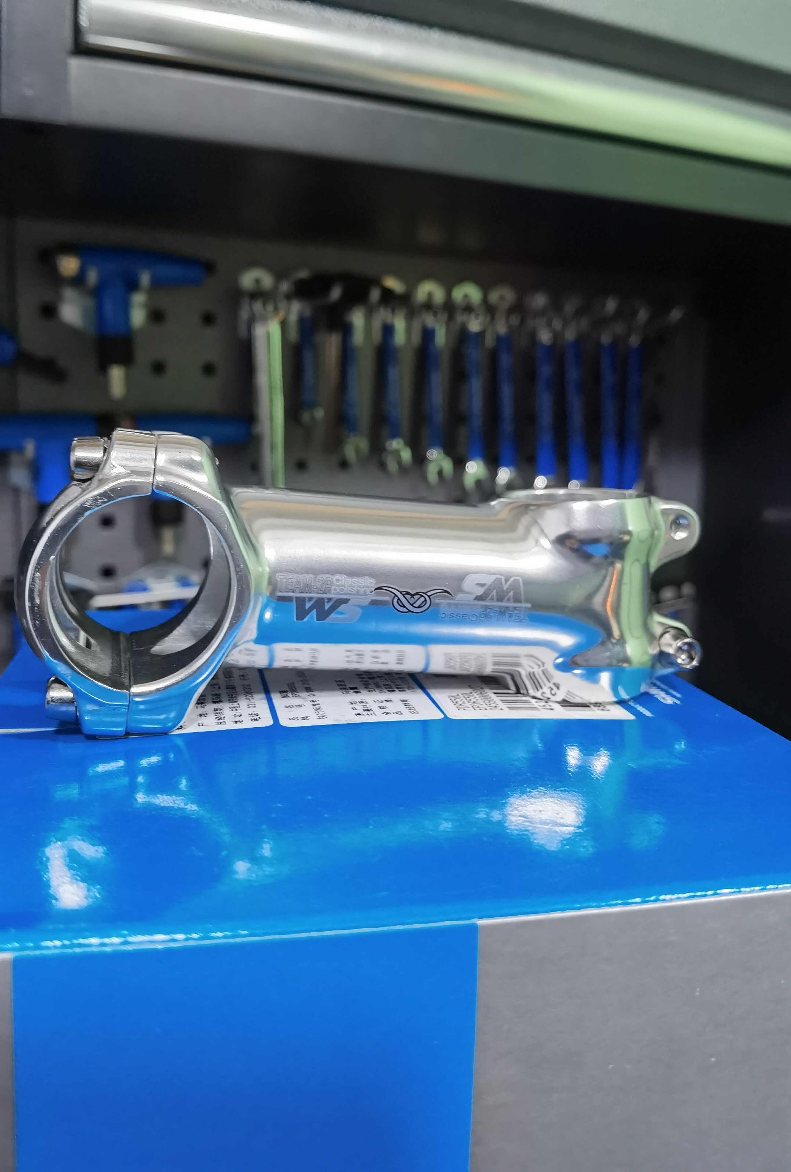 WS FENGSU 새로운 알루미늄 합금 스템 브라이트 실버 산악 자전거 스템 90MM ± 7°
