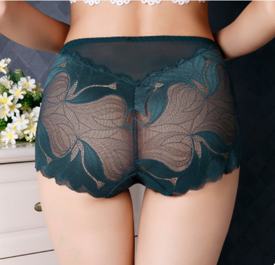 胖mm内裤女中腰蕾丝网纱薄款镂空