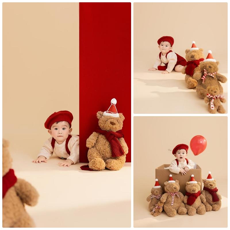 新款圣诞节元旦新年百天照摄影道具衣服婴儿宝宝照百天周岁照服装