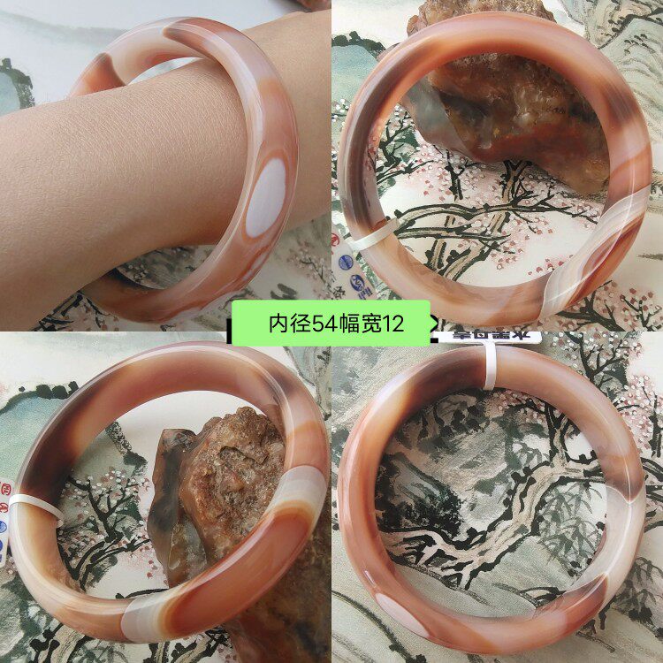 天然蚕丝玛瑙手镯蚕丝包邮假一赔十水晶玉髓小圈口大圈口玉