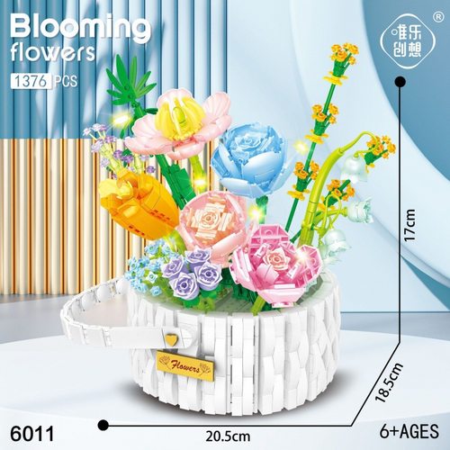 唯乐创想6011-12兼容花束小颗粒积木拼装玩具花创意摆件