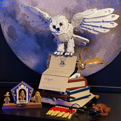 狮牌兼容积木哈利电影波特大猫头鹰海德薇高难度模型生日礼物