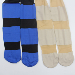 粗条纹个性亮色lolita拼接显瘦潮酷横条纹间隔提花连裤袜透肉夏季