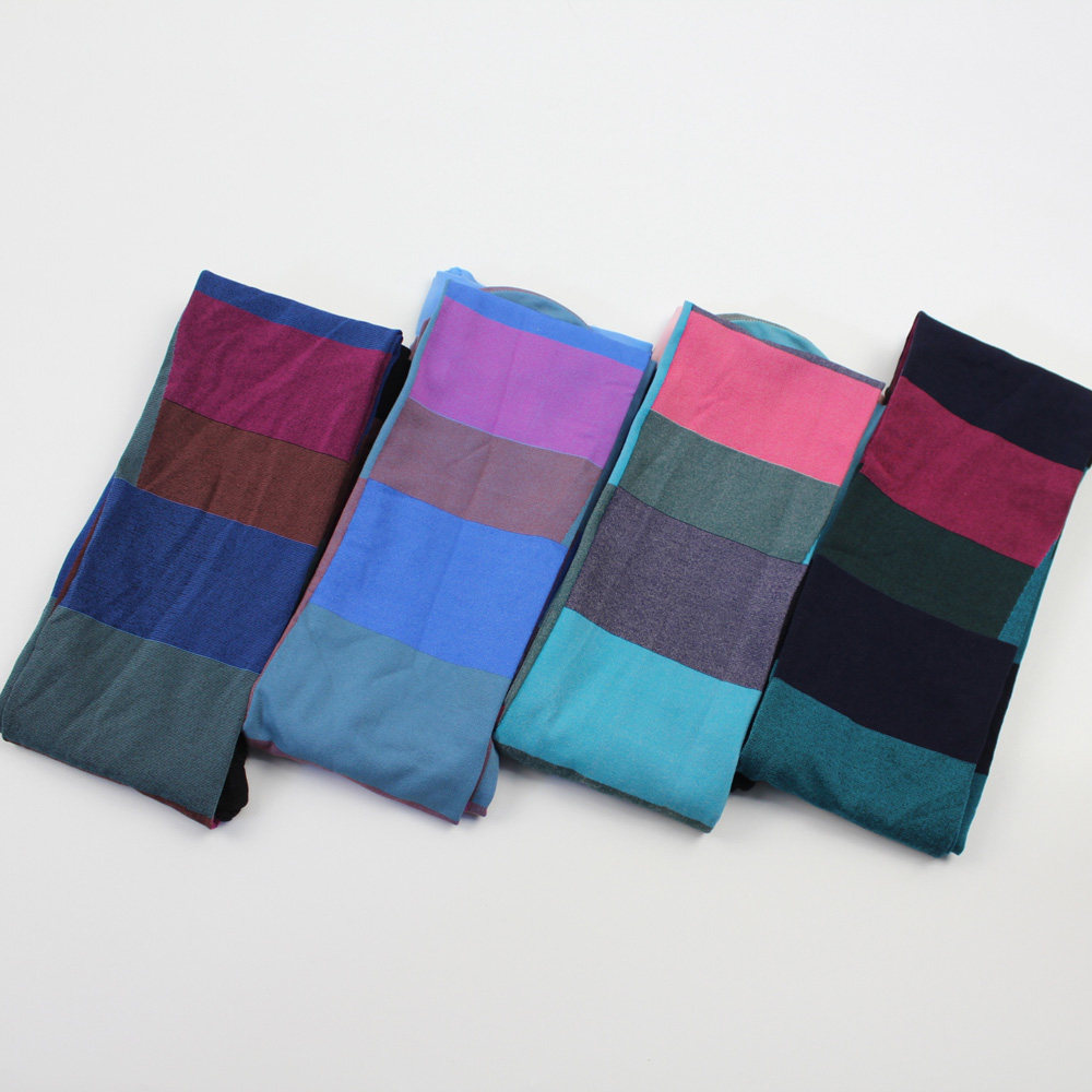 韩单方块彩色天鹅绒春秋款连裤袜糖果色横条拼接个性特别青春活力