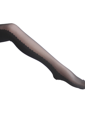 黑色前后拼接侧边睫毛款蕾丝纹显瘦20+60D厚薄包芯丝天鹅绒连裤袜