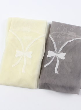 奶白色浅灰色大腿蝴蝶结少女甜美可爱风包芯丝夏季薄款透肉连裤袜