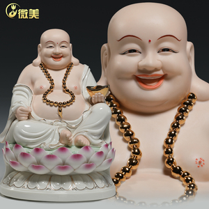 微美12至20寸坐古莲笑佛弥勒佛像