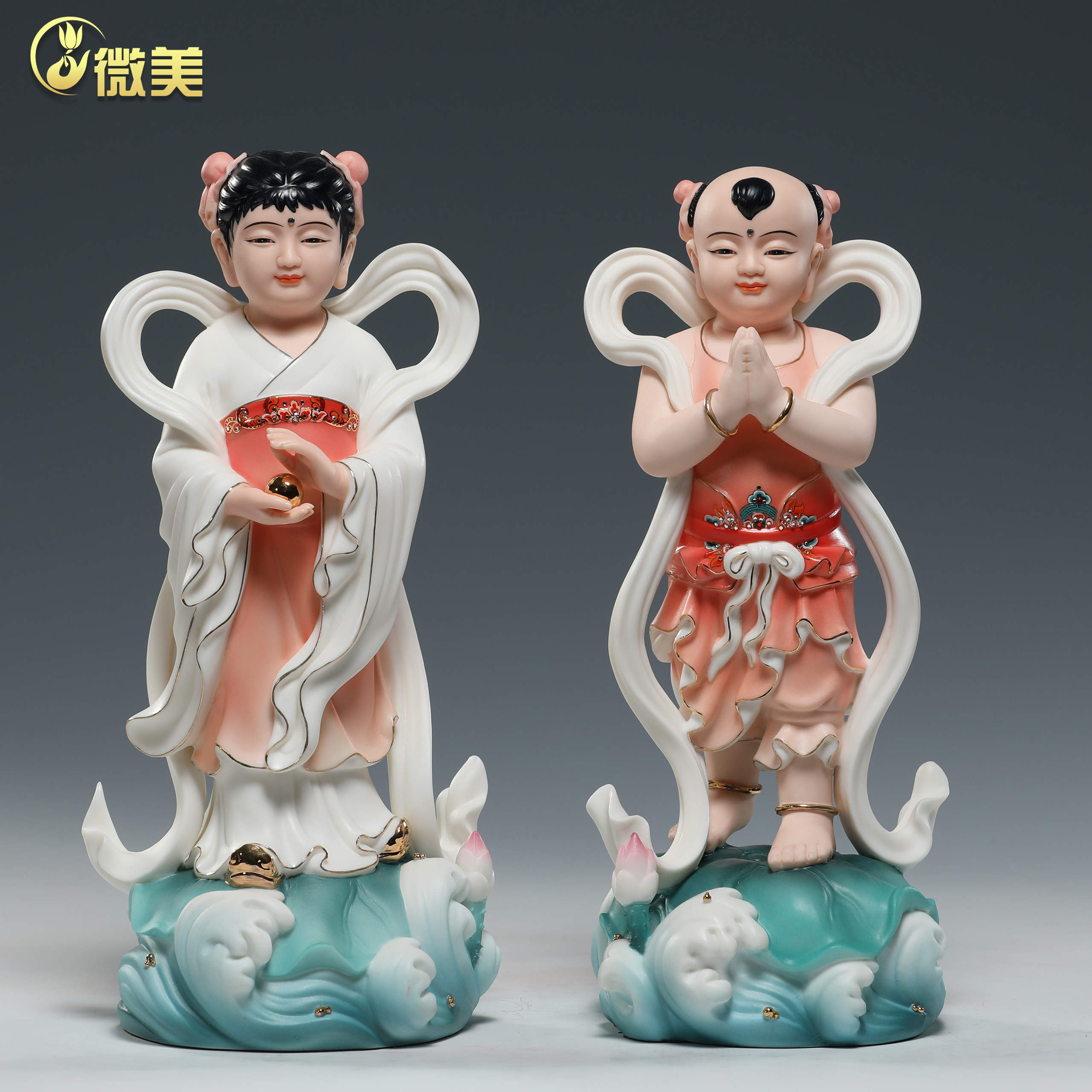 微美陶瓷8至12寸金童玉女佛像