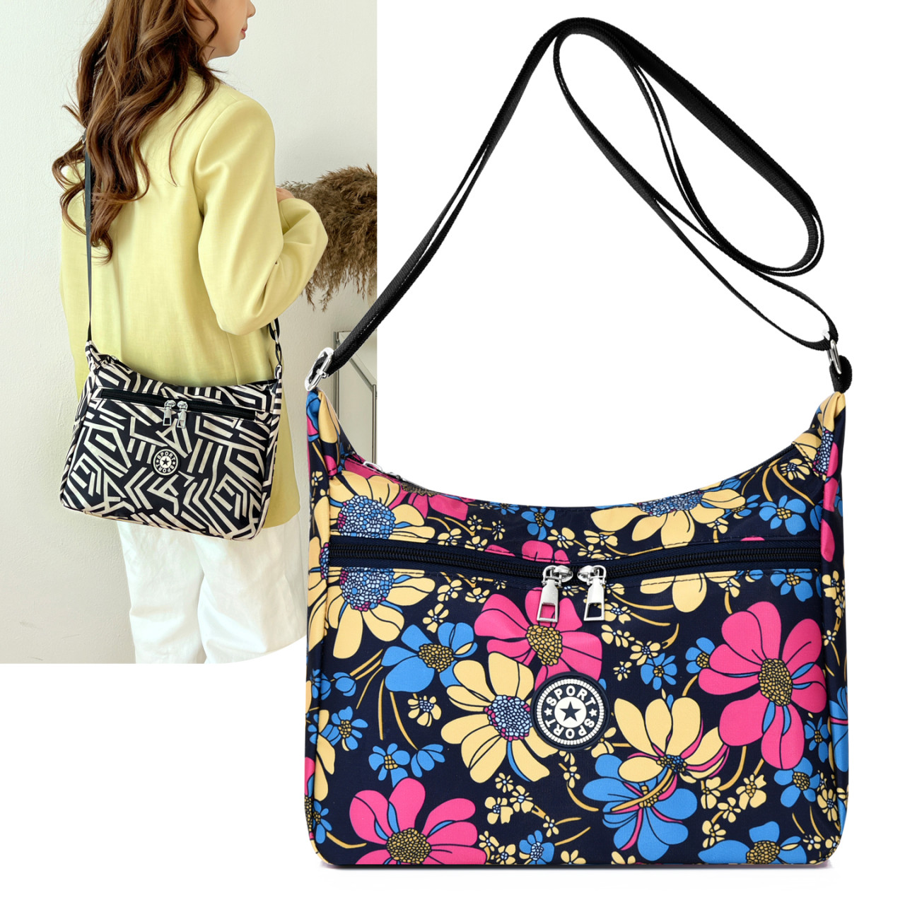 2026年春季轻便大容量妈妈包女包花朵印花单肩斜挎包休闲小方包包