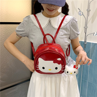 韩版小包可爱猫咪红色迷你女生卡通双肩包女少女学院风时尚小背包