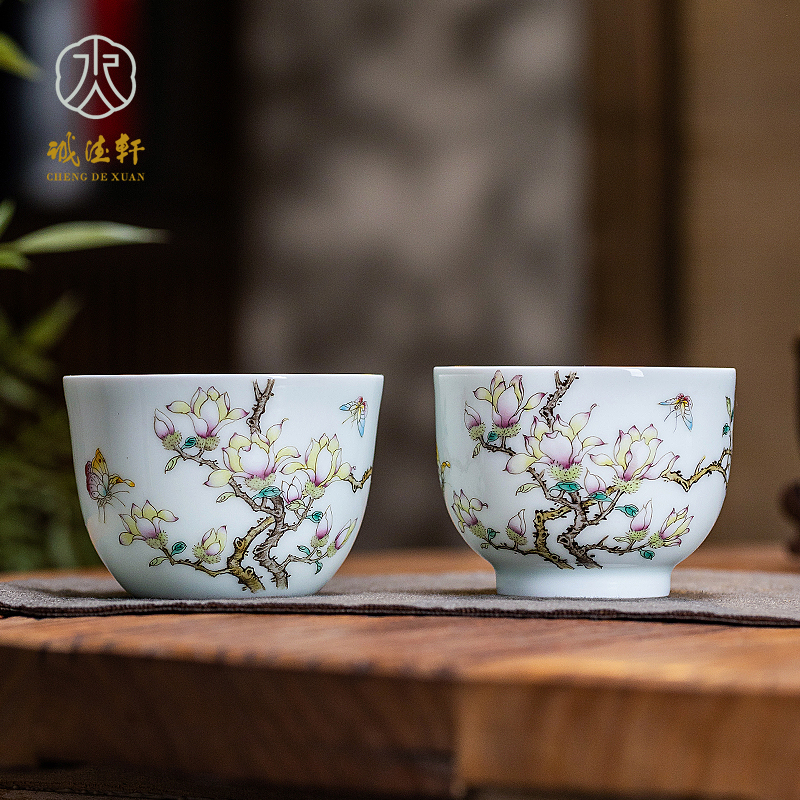 诚德轩粉彩陶瓷中式纯手工单杯