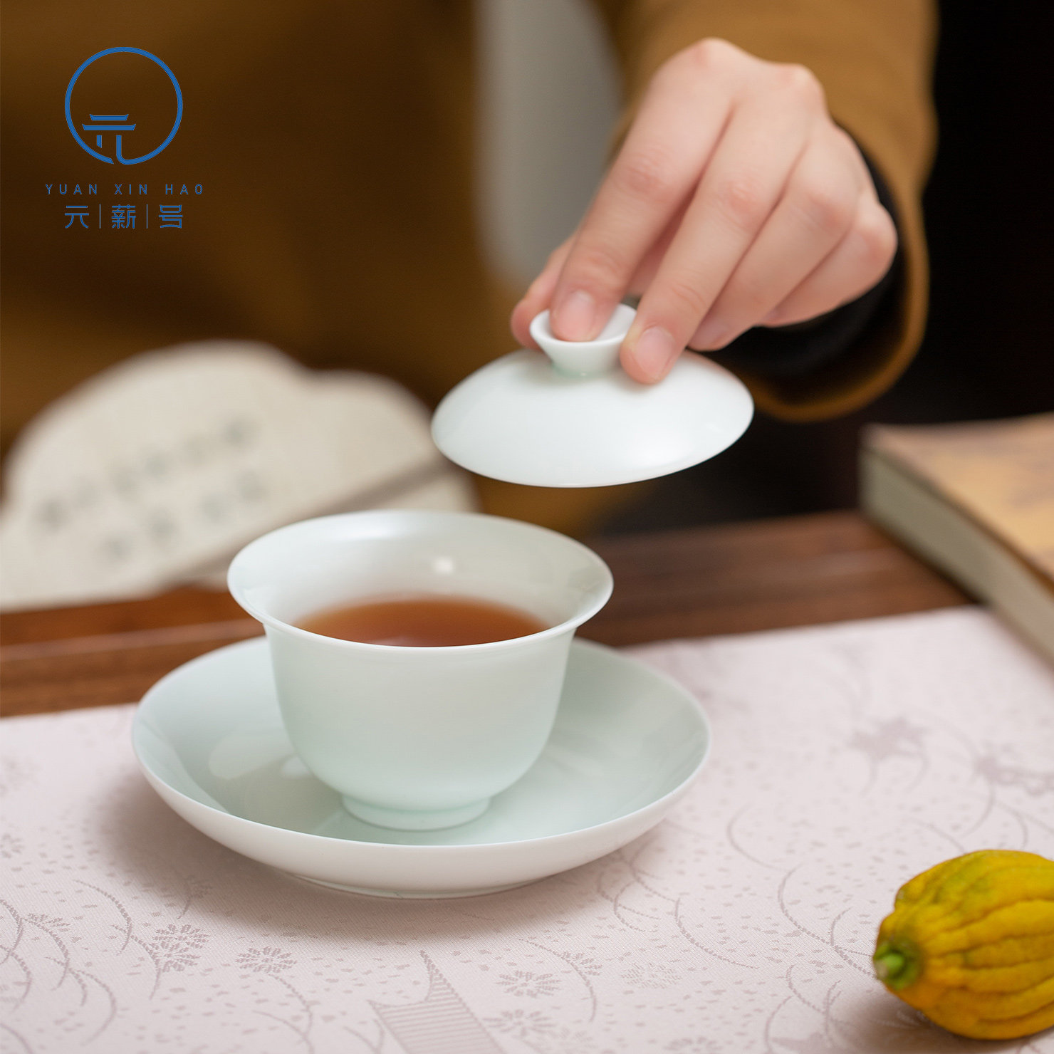 元薪号景德镇盖碗陶瓷茶杯功夫茶具三才杯高档单个泡茶碗玉瓷防烫