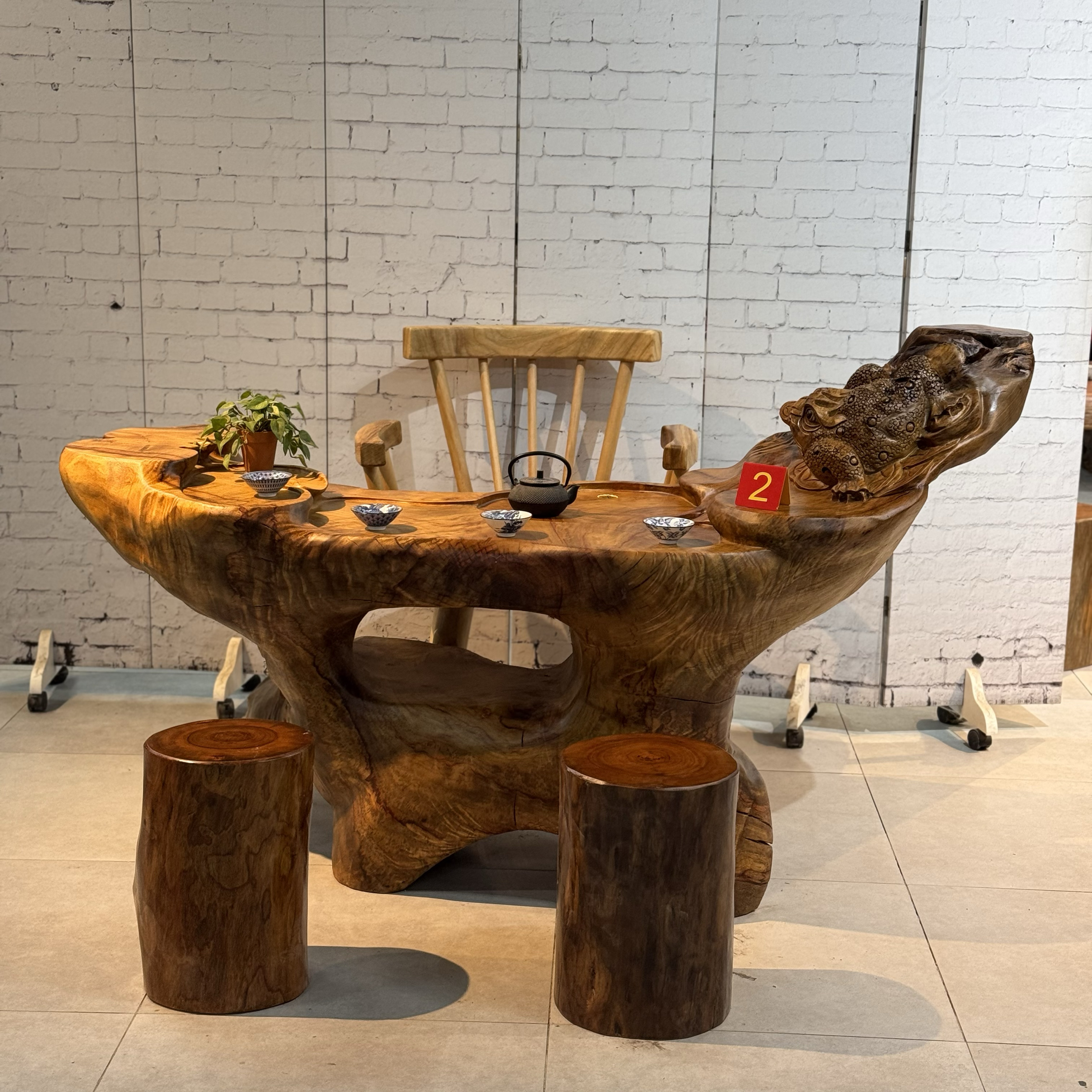 C083香樟木实木茶几根雕茶台树根雕刻功夫流水台客厅办公室茶桌