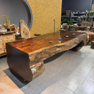 孤品 大型实木根雕茶台茶几整体树根茶台天然原木茶桌镇店之宝