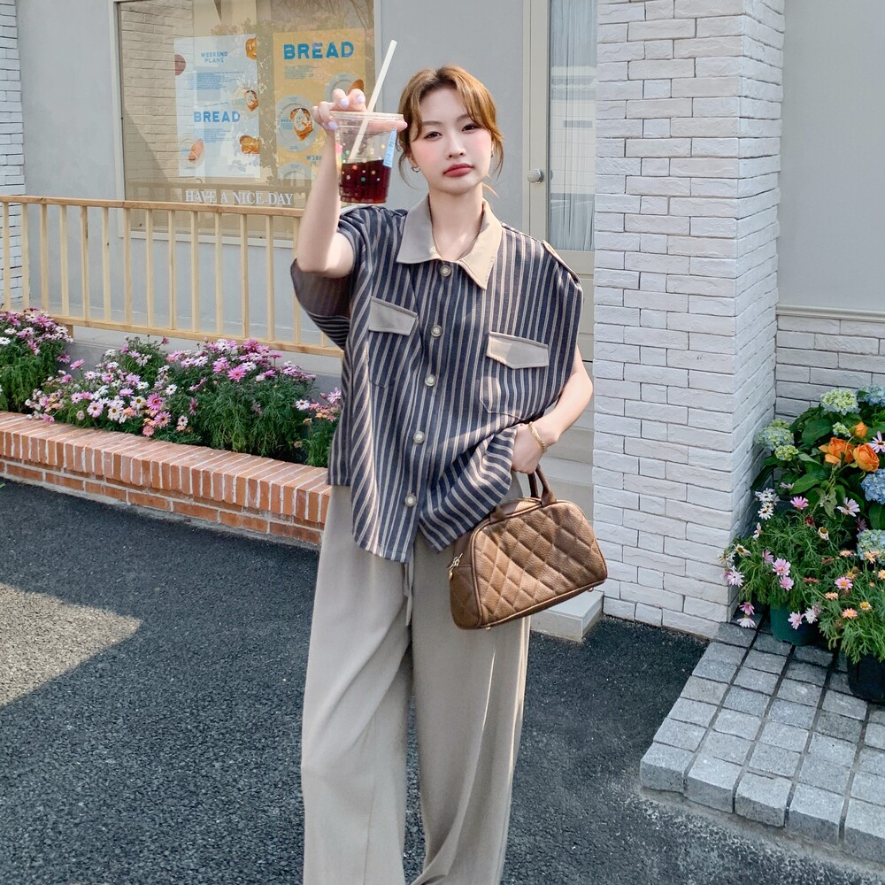 现货数据好夏季新款时尚条纹套装2C018-K923-P145-K208,女装套装/套裙,2C018