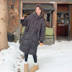 高级感长款羽绒服女2024时尚新款针织口袋保暖90白鸭绒面包服图片