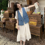 夏季新款牛仔马甲雪纺连衣裙两件套2C018-2436-P150-K208，女装套装/套裙，2C018