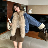 冬季新款水洗牛仔毛毛大衣2C018-9621-P230-K348，女装皮草，2C018