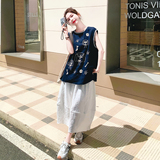 夏季新款刺绣上衣两件套2C018-5202-P150-K218，女装套装/套裙，2C018
