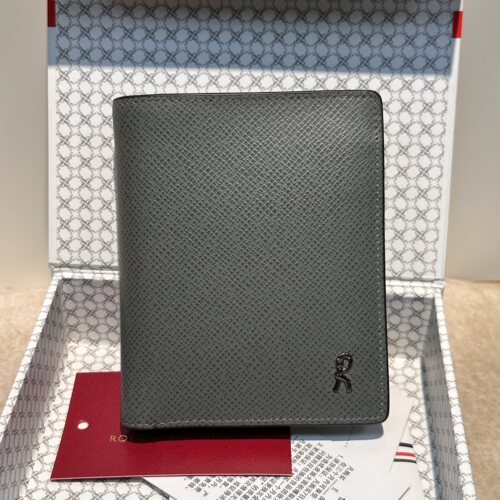 孤品撤柜品牌男士竖款短款钱包进口头层牛皮多卡位包装盒R59