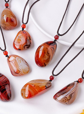 天然缠丝玛瑙原石水晶吊坠玉髓玛瑙雨花石手把件玉石毛衣项链