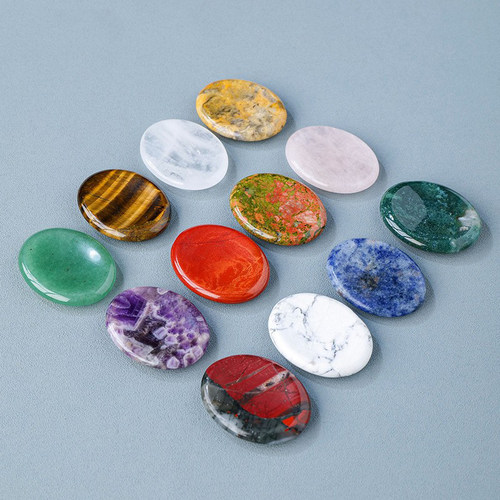 跨境天然水晶椭圆拇指石worry stone忘忧石手把件 拇指刮痧按压