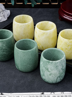 天然玉石茶杯贵州翠玉蓝田玉直筒主人杯新中式茶具功夫茶茶杯