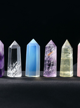 天然水晶柱紫水晶原石柱水晶石六棱柱多种材质水晶单尖柱桌面