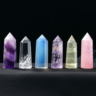 天然水晶柱紫水晶原石柱水晶石六棱柱多种材质水晶单尖柱桌面