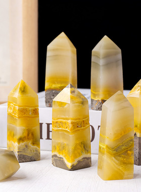 天然水晶大黄蜂水晶柱大黄蜂水晶原石打磨单尖四棱柱家居办公