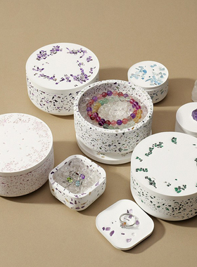 天然水晶碎石石膏消磁碗水晶原石消磁碗手饰收纳盒家居摆件