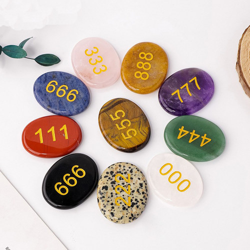 跨境天然水晶数字忘忧石水晶拇指石worry stone手掌石幸运石批发