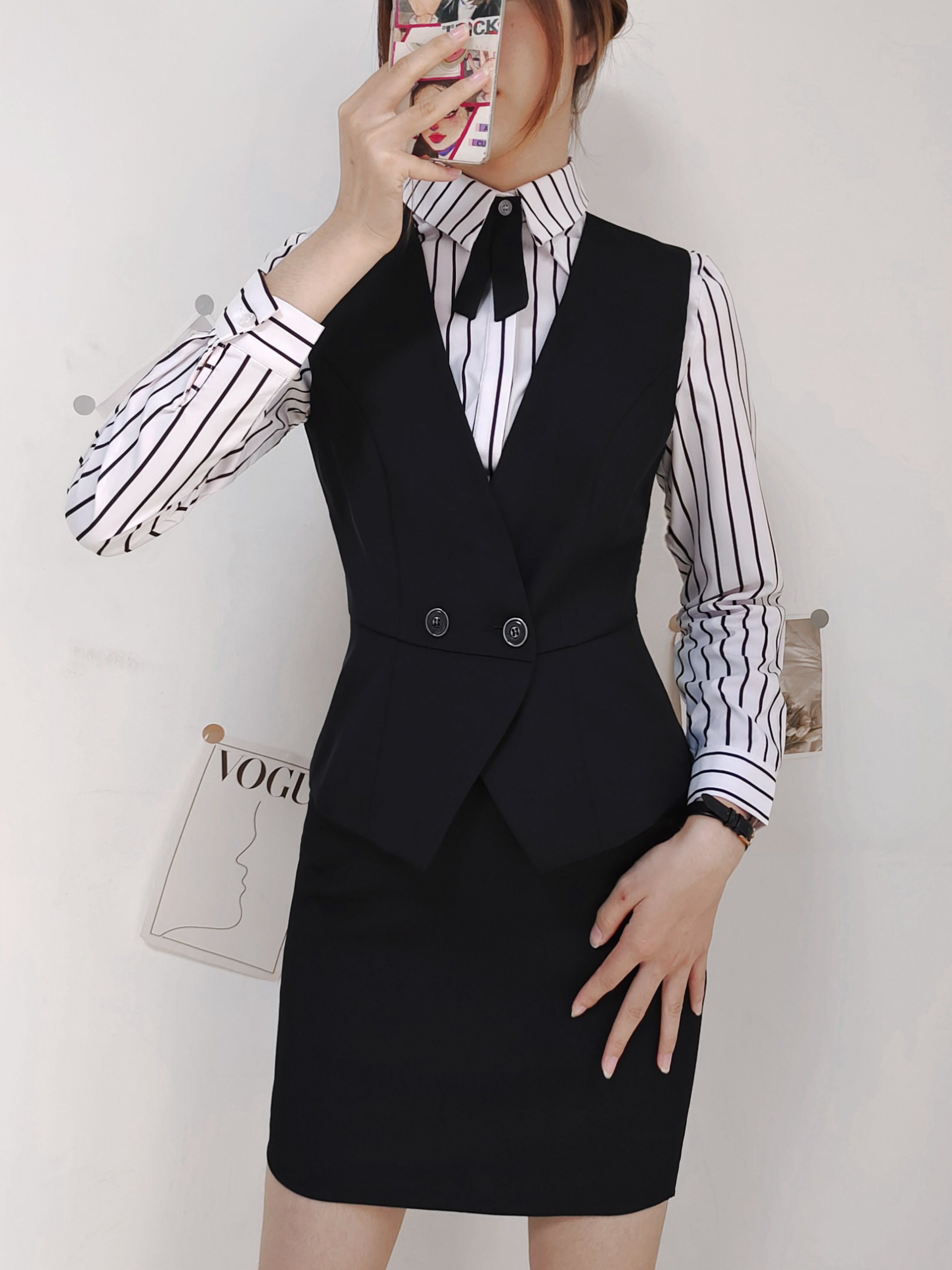 BLUE BLAZER WOMENS SPRING AND AUTUMN PROFESSIONAL FORMAL SUIT TEMPERAMENT FRONT DESK CASHIER INTERVIEW WORK CLOTHES HIGH-END SUITS