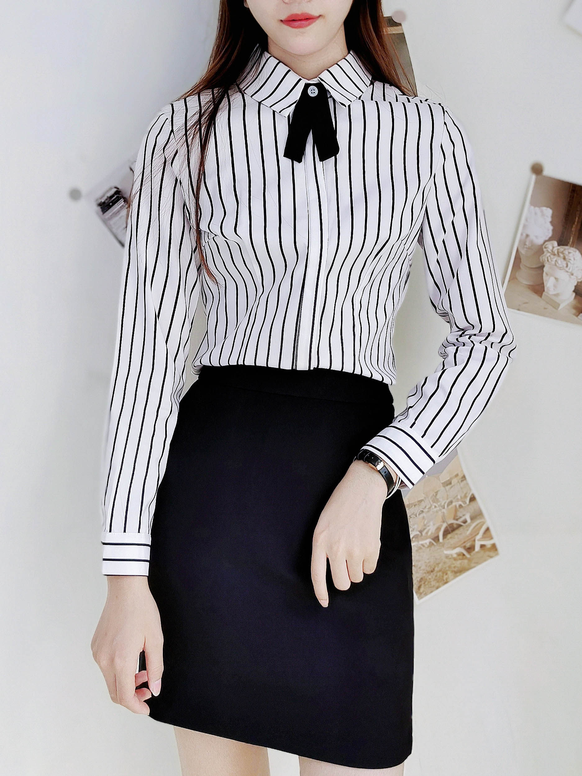 VEST SUIT WOMENS SPRING AND AUTUMN PROFESSIONAL FORMAL SUIT HOTEL FRONT DESK CASHIER CARGO UNIFORM WAITER STRIPED LONG-SLEEVED SHIRT