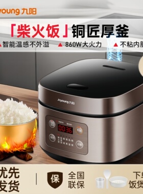 九阳电饭煲4升容量860W大火力智能电饭锅家用多功能智能柴火饭锅