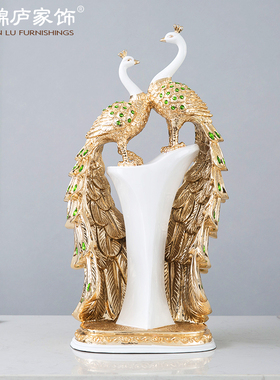 孔雀摆件欧式玄关创意新房电视柜书柜家居酒柜装饰品结婚礼品摆设