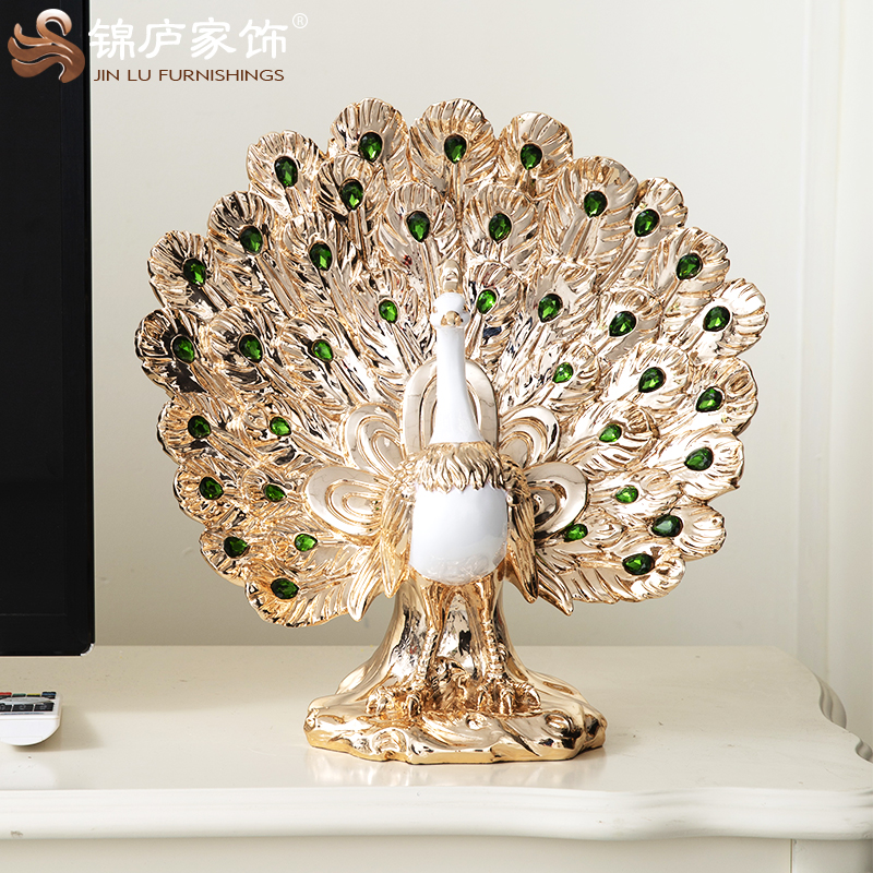 轻奢高档欧式孔雀摆件工艺装饰品客厅玄关电视柜酒柜新房书柜摆设