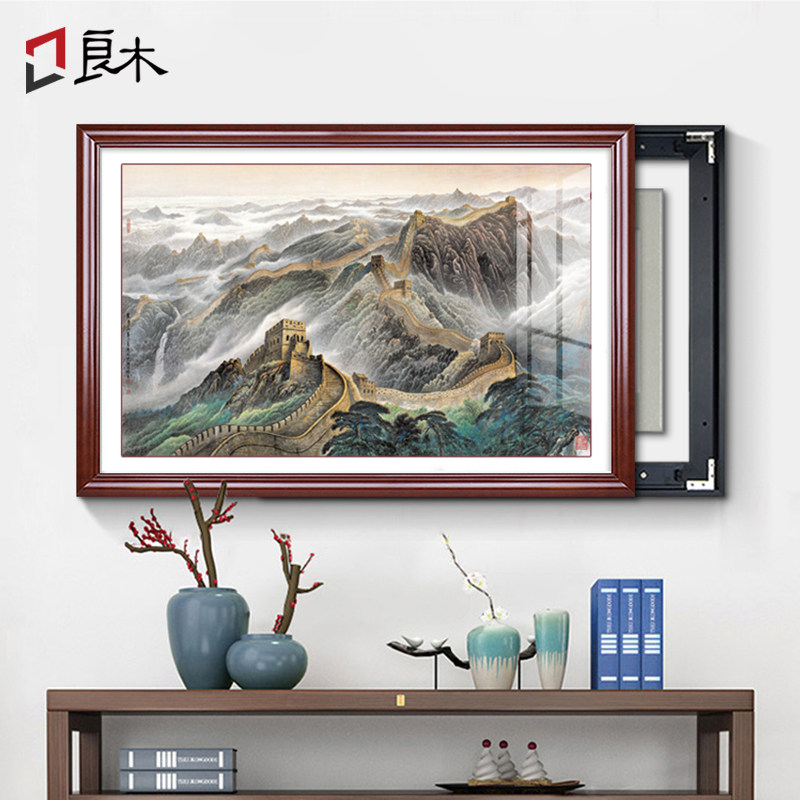 长城画电表箱装饰画免打孔山水画
