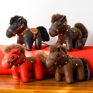 马年小马挂件仿真皮革马皮艺玩偶公仔包包挂饰皮质钥匙扣新年礼物