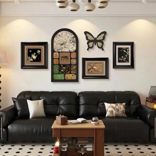 中古风装饰画客厅沙发背景墙挂画复古宋式美学高级感餐厅组合壁画