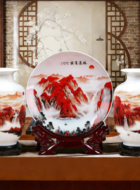 鸿运当头景德镇陶瓷三件套